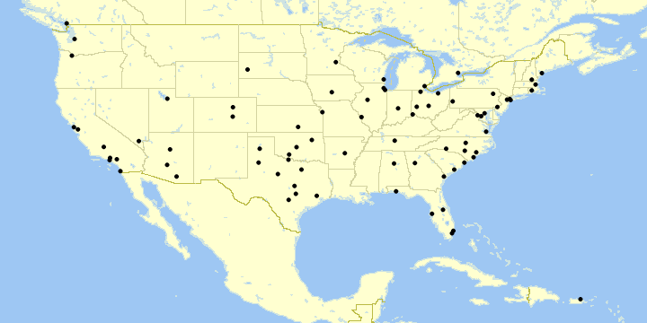 Map of airport locations, created by Paul Bogard’s Flight Historian